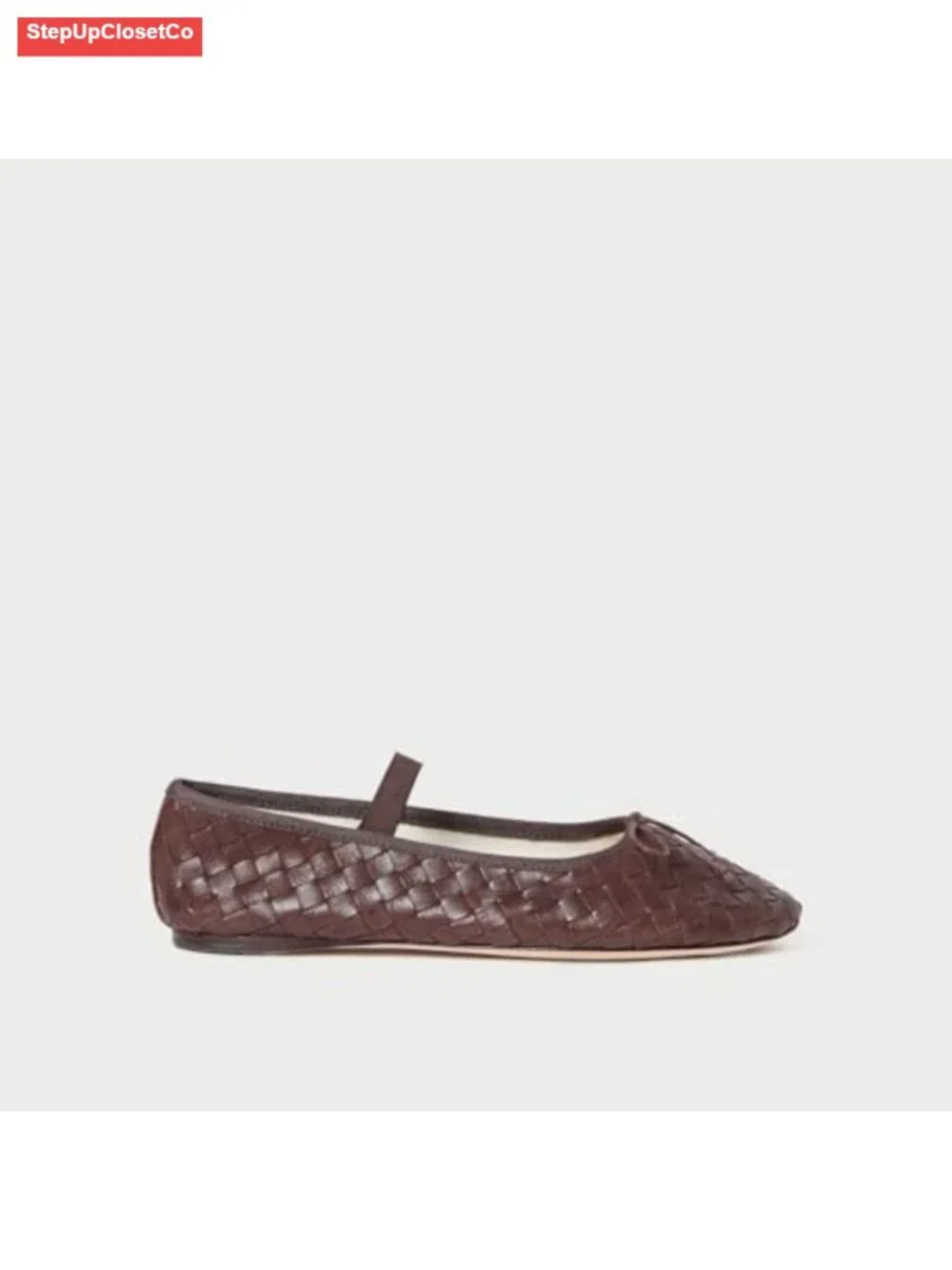 Womens Woven Ballet Flats with Bow Round Toe Slip On Mary Jane Elastic Strap